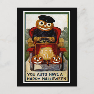 You Auto Have a Happy Halloween Postcard
