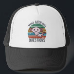 You Axolotl Questions Retro 90s Vintage Sunset Trucker Hat<br><div class="desc">Retro 90s You Axolotl Questions Vintage Sunset cute, axolotl, lover, gift, kawaii, funny, vintage, sunset, retro, axolotl fish, quotes, memes, gifts, You Axolotl Questions
Funny Axolotl T-shirt,  Cute Axolotl T-shirt, Vintage Sunset with Axolotl,  You Axolotl Questions T-Shirt</div>
