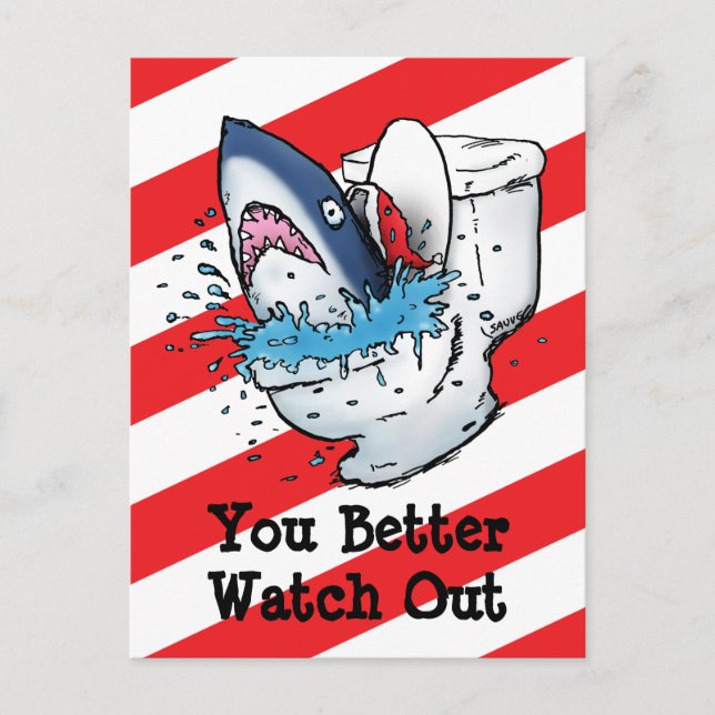 You Better Watch Out - Toilet Shark Holiday Postcard (Front)