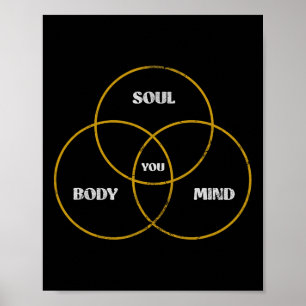 You Body Soul Mind Pilates Yoga Meditation Grunge Poster