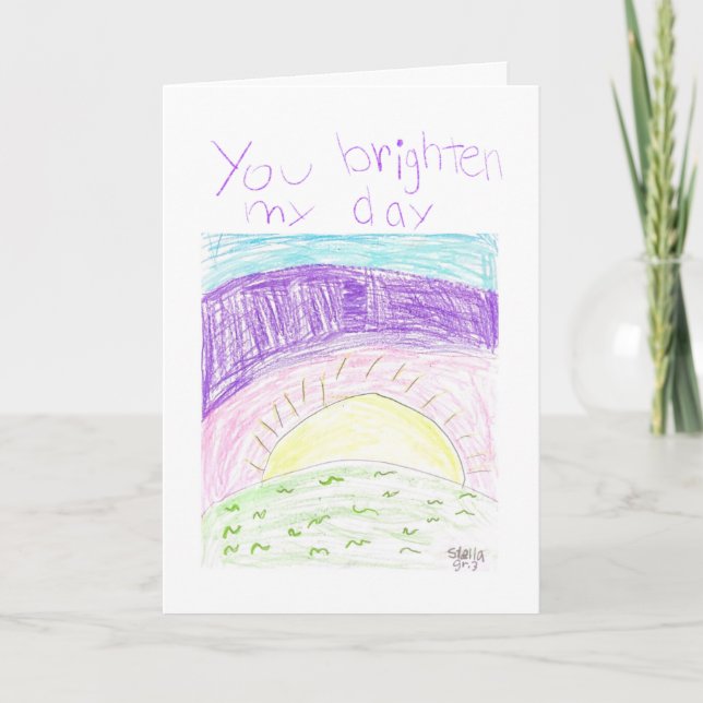 "You Brighten My Day" Folded Greeting Card (Front)