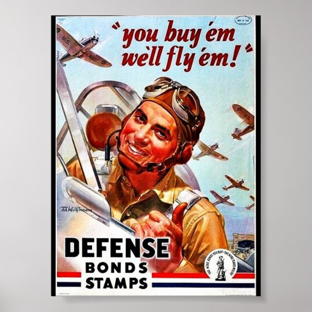 You Buy 'Em We'll Fly 'Em! Defence Bond Stamps Poster (Front)