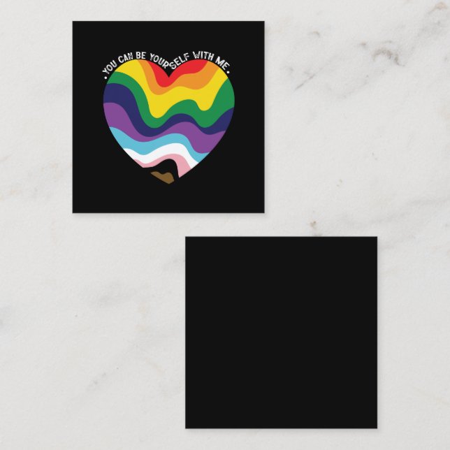 You Can Be Yourself With Me LGBT Transgender Gay  Square Business Card (Front/Back)