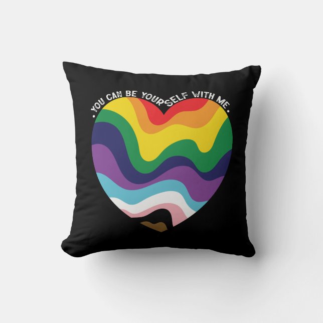 You Can Be Yourself With Me LGBT Transgender Gay  Throw Pillow (Front)