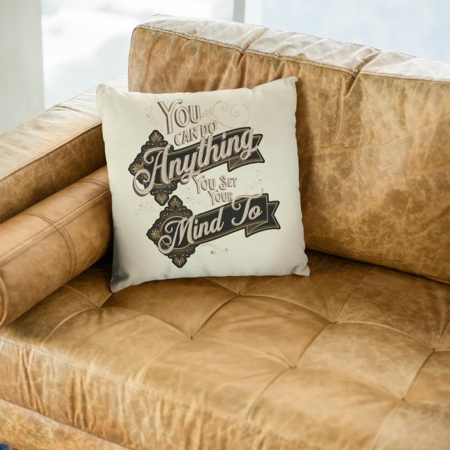 You Can Do Anything Quote Brown Beige Throw Pillow (Creator Uploaded)