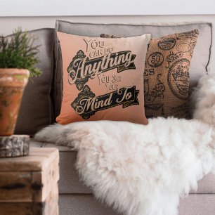 You Can Do Anything Quote Terracotta Pink Throw Pillow