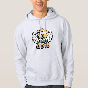 You Can Do It Colourful Motivational Wings T-Shir Hoodie