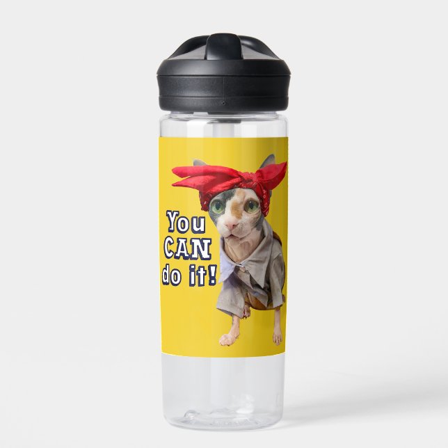 You CAN do it! Empowerment Sphynx Cat Water Bottle (Front)