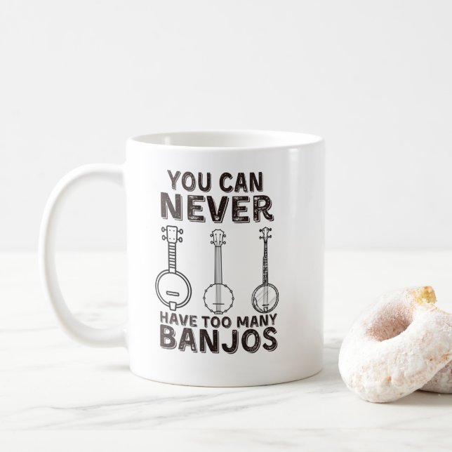 You can never have too many banjos funny banjo coffee mug (With Donut)