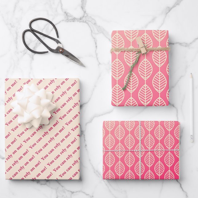 You Can Rely on Me Minimal Pattern & Quote Design Wrapping Paper Sheet (Front)
