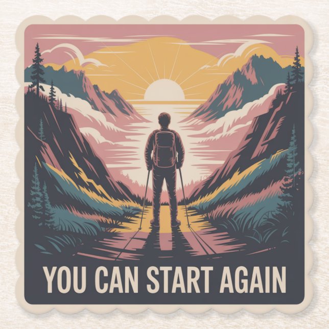 You Can Start Again Paper Coaster (Front)