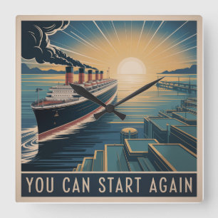 You Can Start Again Square Wall Clock