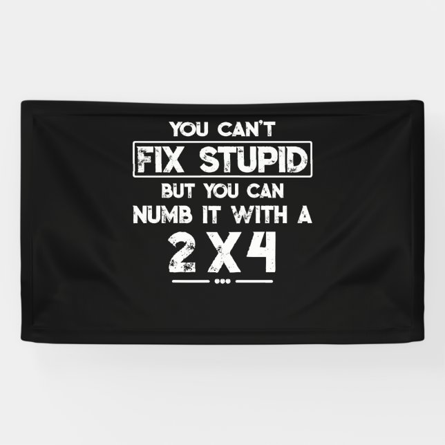 You Cant Fix Stupid But You Can Numb It With A 2x4 Banner (Horizontal)