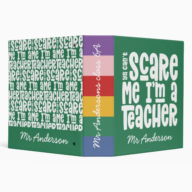 You can't scare me teacher rainbow typography gift binder (Background)