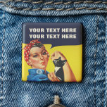 You Cat Do It Rosie The Riveter Feminist 2 Inch Square Button<br><div class="desc">You Cat Do It Rosie The Riveter Feminist Button - This sensational button/badge has a design based on the uber cool “We Can Do It!” American propaganda poster. Associated with Rosie the Riveter who was instrumental in the movement of women into the paid industrial workforce during World War II. This...</div>