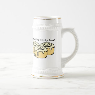 YOU CHECKING OUT MY BUNS? Funny Pun Humour Quote Beer Stein
