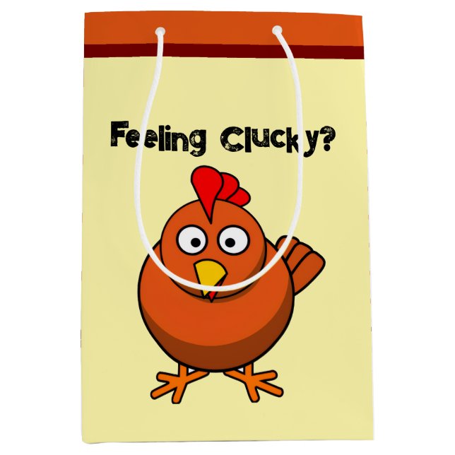 You Chicken?, Funny Brown Rooster Cartoon Taunt  Medium Gift Bag (Front)