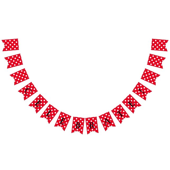 You choose background colour & white polka dots bunting flags (All)