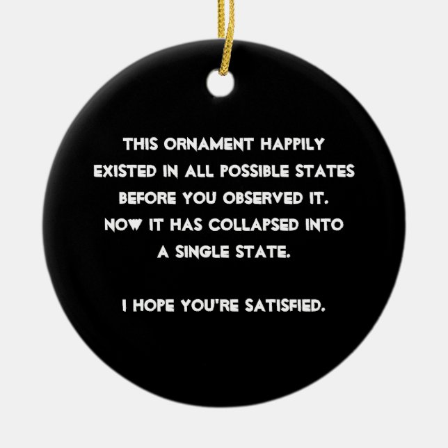 You collapsed it! Quantum Physics Humour Ceramic Ornament (Front)