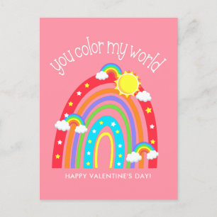 You color my world Kids Valentine Postcard