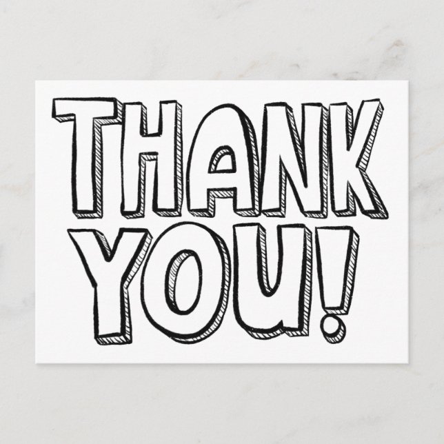 You Colour It Fun Hand Lettered Thank You Postcard (Front)