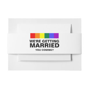You Coming Rainbow Gay Wedding Invitation Belly Band
