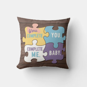 You Complete Me Baby Puzzle Mom Silhouette Throw Pillow