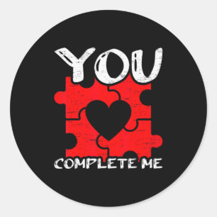 You Complete Me Heart Love Happy Valentines Day Pu Classic Round Sticker