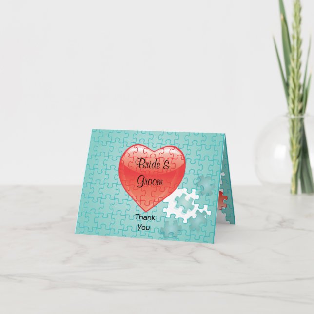 You complete me jigsaw puzzle Thank You Note Card (Front)