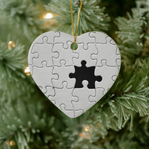 You Complete Me Romantic Black and White Jigsaw Ceramic Ornament