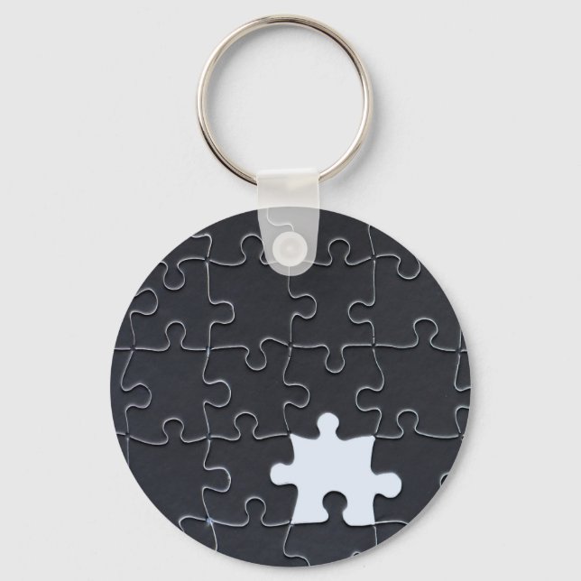 You Complete Me Romantic Black and White Jigsaw Keychain (Front)