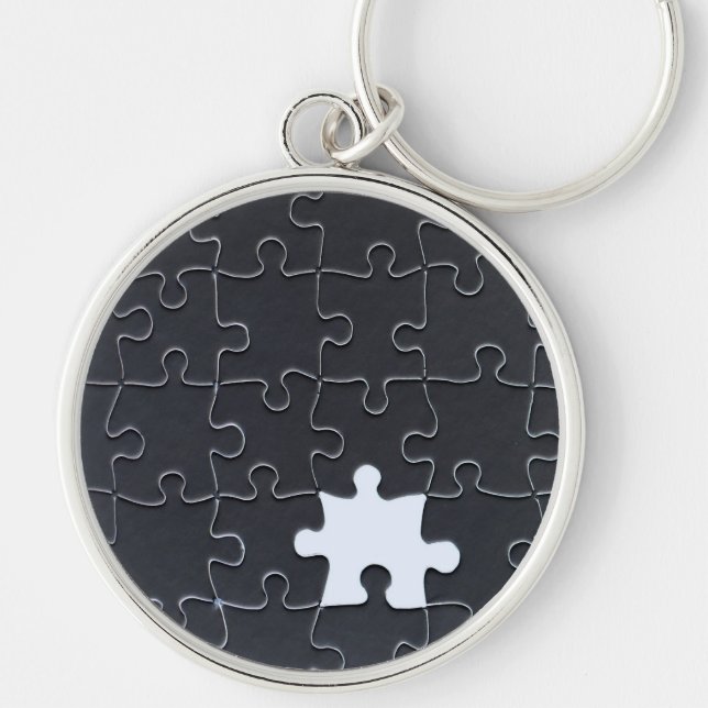 You Complete Me Romantic Black and White Jigsaw Keychain (Front)