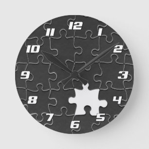 You Complete Me Romantic Black and White Jigsaw Round Clock