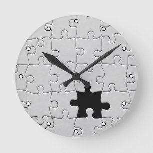 You Complete Me Romantic Black and White Jigsaw Round Clock