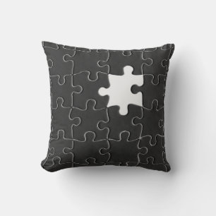 You Complete Me Romantic Black and White Jigsaw Throw Pillow