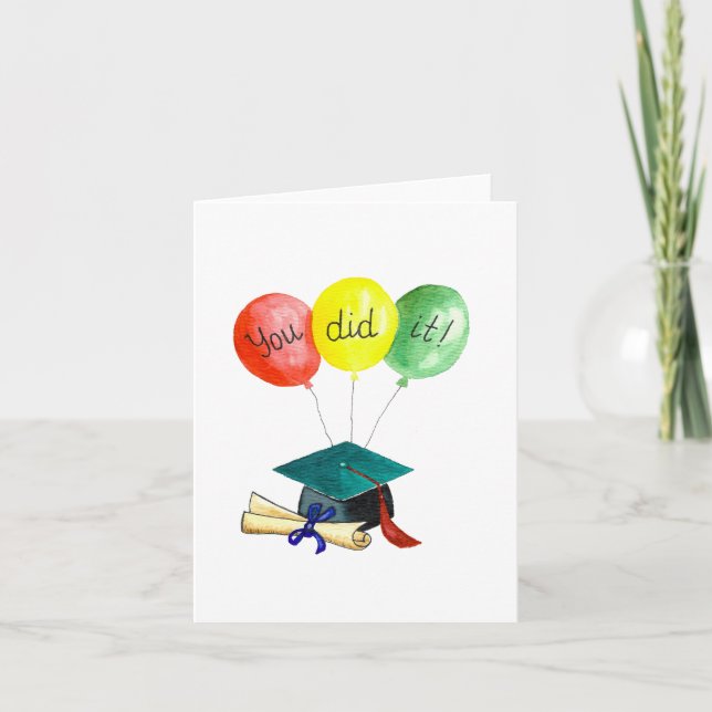 You Did It, Graduation Card with Baloons (Front)