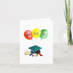 You Did It, Graduation Card with Baloons