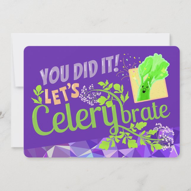 You Did It! Let's Celerybrate - Punny Garden Postc Thank You Card (Front)