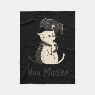 You Dog Hugging Cat V2 Sticker Fleece Blanket