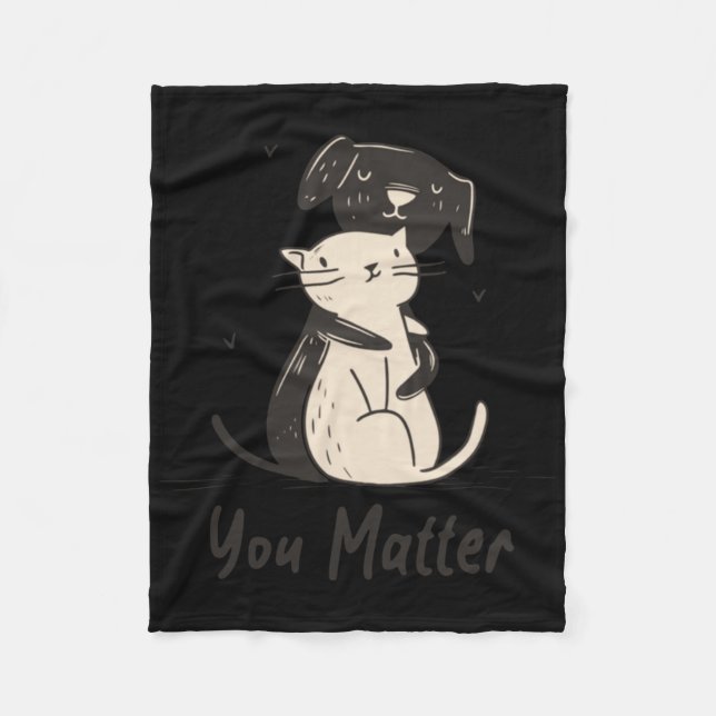 You Dog Hugging Cat V2 Sticker  Fleece Blanket (Front)