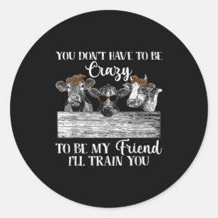 You Dont Have To Be Crazy To Be Friend I'll Train  Classic Round Sticker