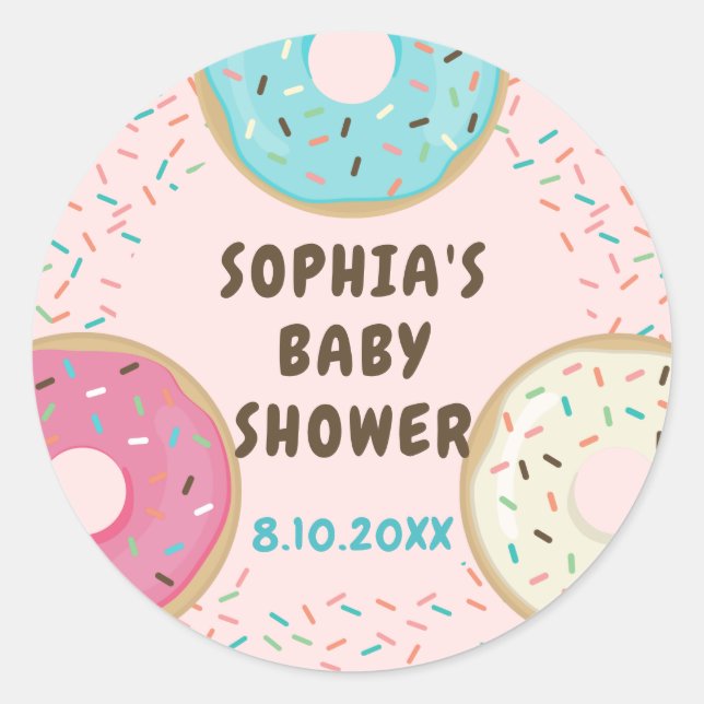 You Doughnut Want to Miss Baby Shower Stickers (Front)