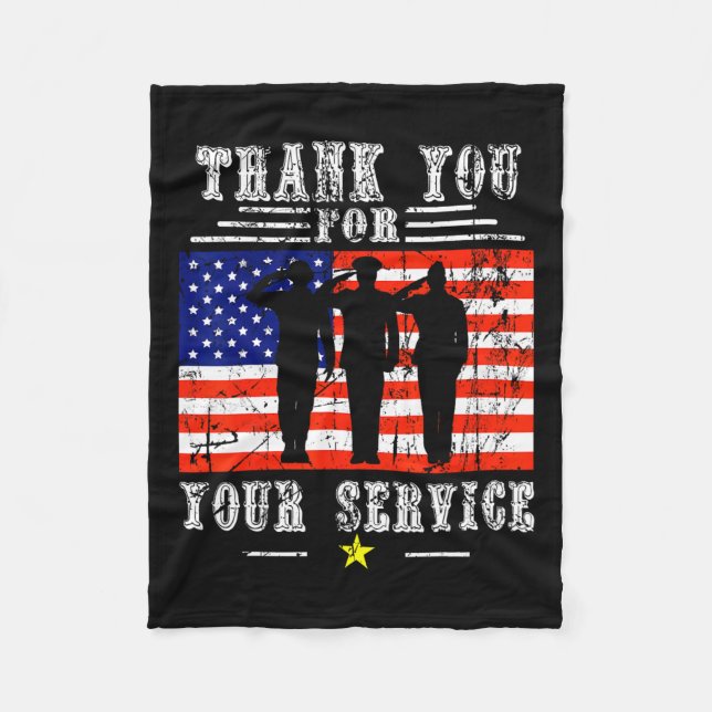 You For Your Services Patriotic - Veterans Day For Fleece Blanket (Front)