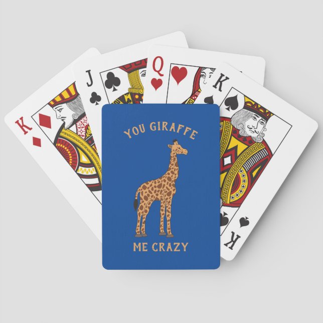 You Giraffe Me Crazy Funny Zoo Safari Animal Pun Playing Cards (Back)