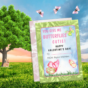You Give Me Butterflies Valentine's Day Classroom  Card