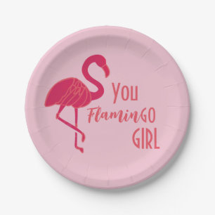 You Go Girl Pink Flamingo Paper Plate