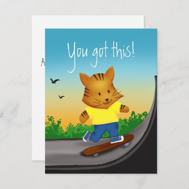 You Got This Cute Tiger On Skateboard Flat Card (Front/Back)