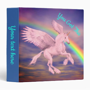 You Got This Flying Unicorn Rainbow Inspirational Binder