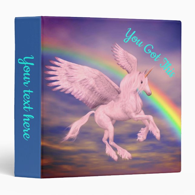 You Got This Flying Unicorn Rainbow Inspirational Binder (Front/Spine)