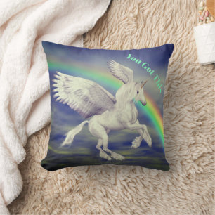 You Got This Flying Unicorn Rainbow Inspirational Throw Pillow
